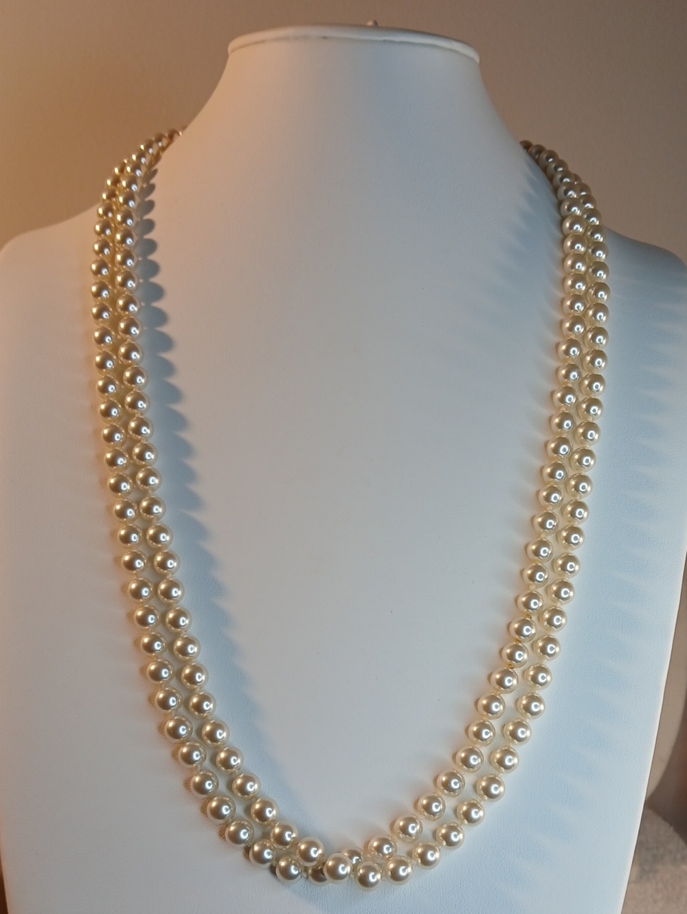 Classic Double Wrapped Faux Pearl Necklace - Ivory